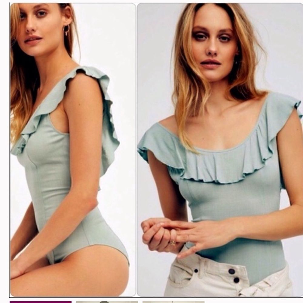 Free People intimately Uh Huh ruffle bodysuit size small